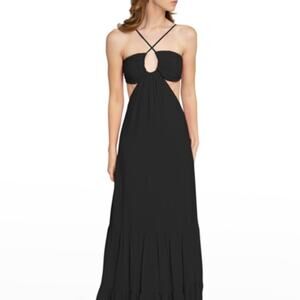 NWT Nicole Miller Collection Black Cut Out Maxi Dress Size Medium